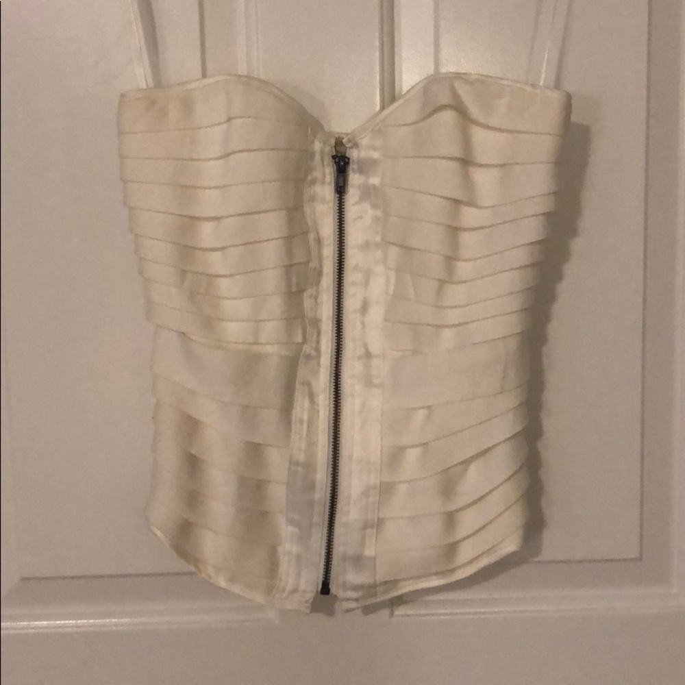 White strapless corset